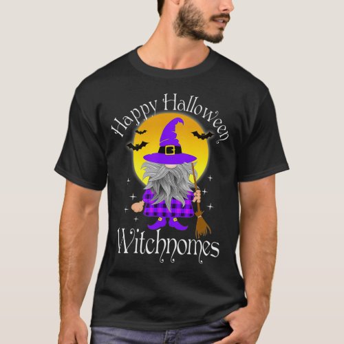 Happy Halloween Witchnomes Funny Witch Gnome Purpl T_Shirt