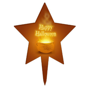Happy Halloween Witch's Caldron Cake Topper