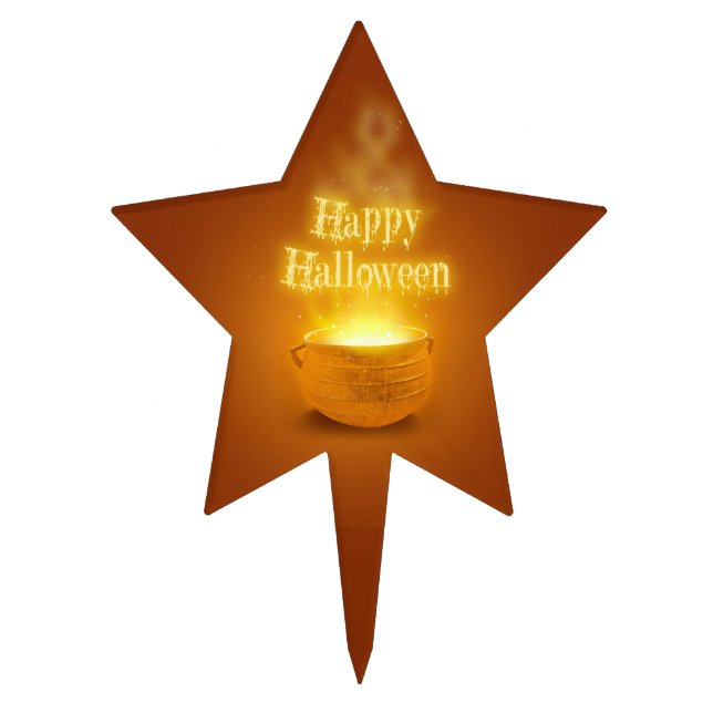 Happy Halloween Witch's Caldron Cake Topper (Front)