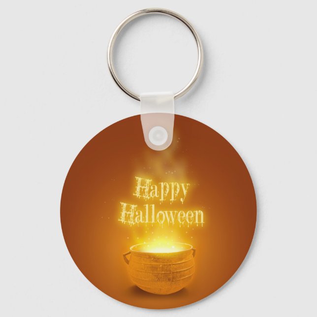 Happy Halloween Witch's Caldron Keychain (Front)