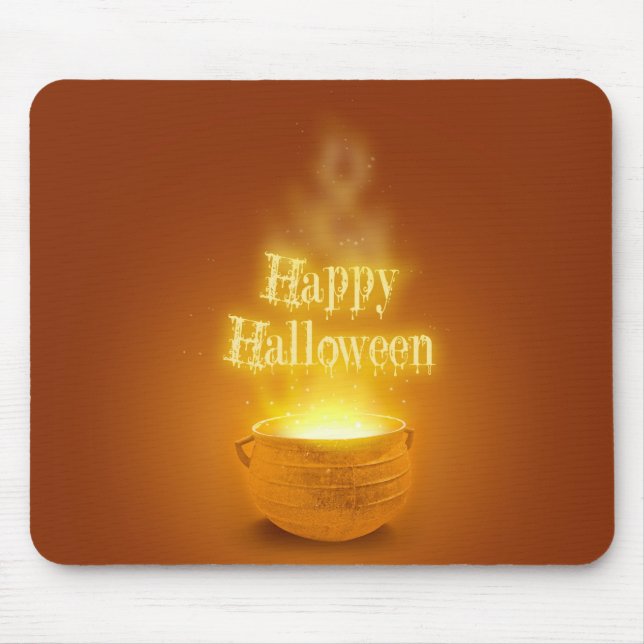 Happy Halloween Witch's Caldron Mouse Pad (Front)