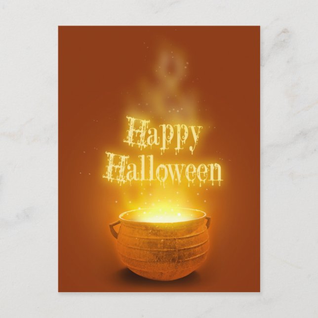 Happy Halloween Witch's Caldron Postcard (Front)