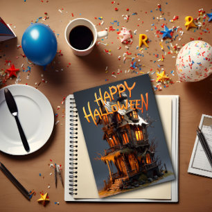 Happy Halloween Witch's House Letterpress Thank You Card