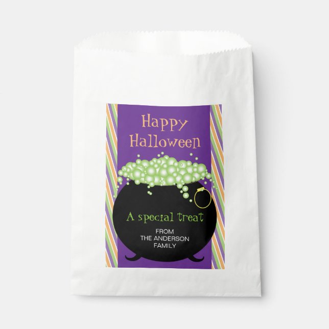 Happy Halloween, Witch's Pot, Personalized Favor Bag (Front)