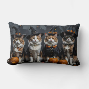 Happy Halloween Witchy Cats Lumbar Pillow