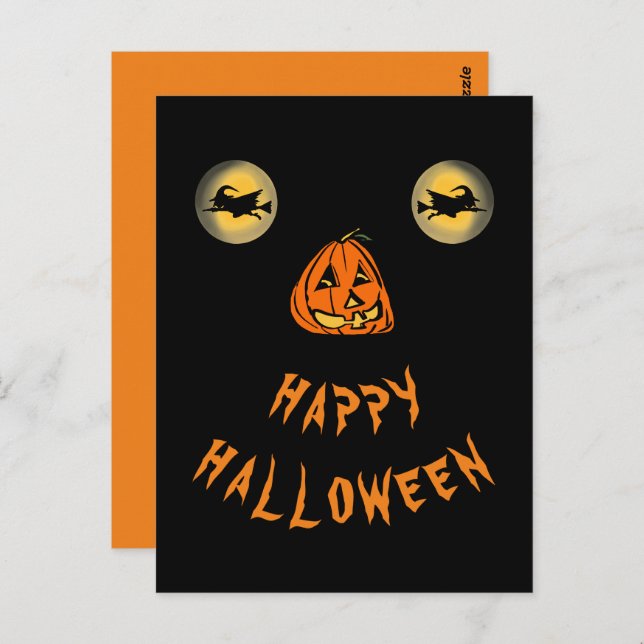 Happy Halloween Witchy Eyes And Pumpkin Nose Postcard (Front/Back)