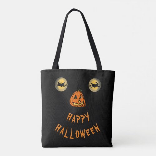 Happy Halloween Witchy Eyes And Pumpkin Nose Tote Bag