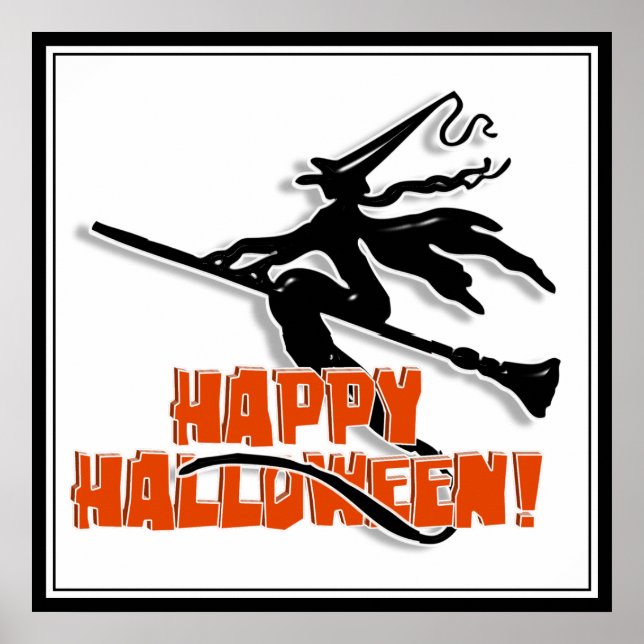 Happy Halloween Witchy Silhouette Poster (Front)
