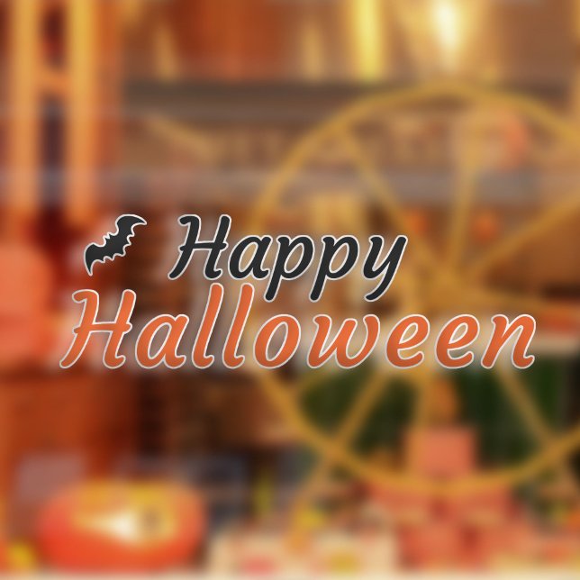 Happy Halloween with a Bat Window Cling (Happy Halloween with a Bat Window Cling)