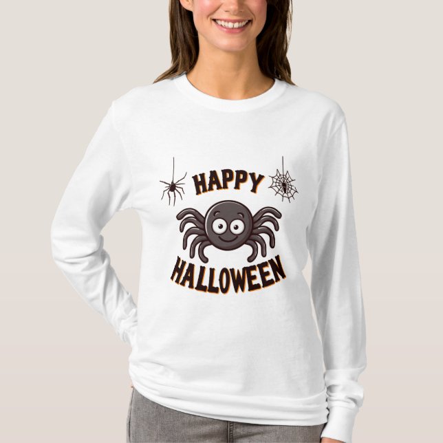 Happy Halloween with a Creepy Crawly T-Shirt (Front)