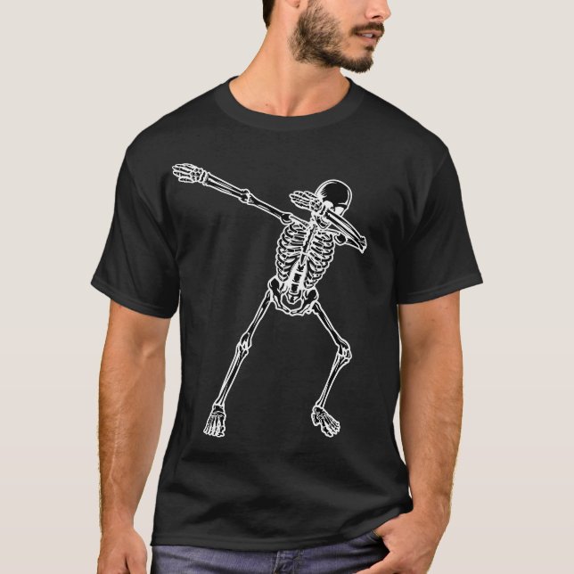 Happy Halloween With A Dabbing Dancer Skeleton 2 T-Shirt (Front)