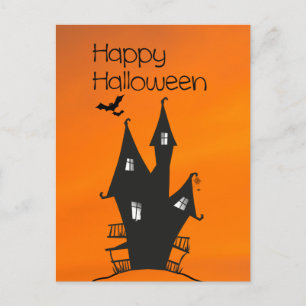 Happy Halloween with a Haunted Witches House Postcard