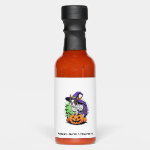 Happy Halloween with Boston Terrier Mummy & Witch Hot Sauces