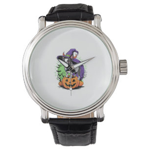 Happy Halloween with Boston Terrier Mummy & Witch Watch