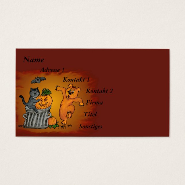 Happy Halloween with Cat Bat Dog and Spider (Front)