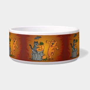Happy Halloween with Cat Bat Dog and Spider Bowl