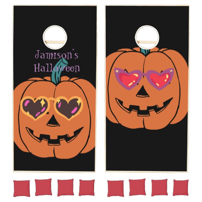 Happy Halloween With Cool Pumpkins Cornhole Set (Set)