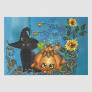 Happy Halloween with funny cat Tissue Paper