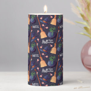 Happy Halloween with halloween elements Pillar Candle