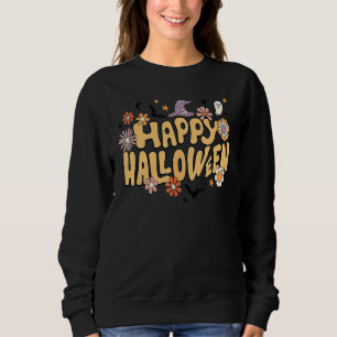 Happy Halloween with Hat Scary Spooky Retro Style  Sweatshirt