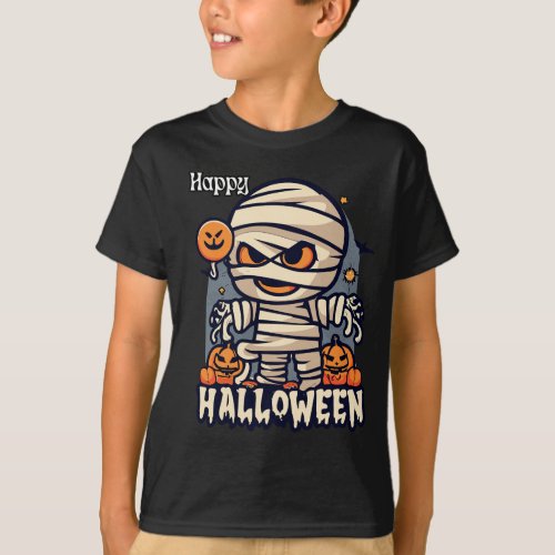 Happy Halloween with Mummy graphics T_Shirt