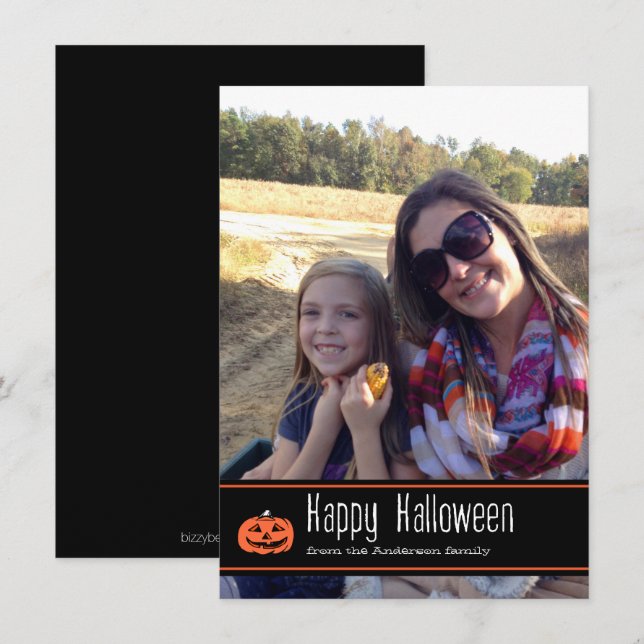Happy Halloween with Pumpkin | Photo Card (Front/Back)