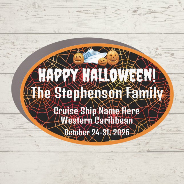 Happy Halloween with Pumpkins Cruise Door Car Magnet (Cute Halloween Cruise Door Magnet for a Family Cruise)