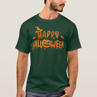 Happy halloween with scary pumpkin face and witch T-Shirt