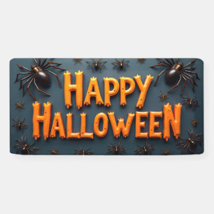 Happy Halloween With Spiders  Banner