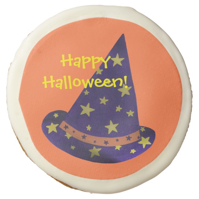 Happy Halloween Wizard Hat Cookies (Front)