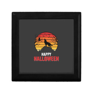 Happy Halloween Wolf Sunset Vector Gift Box