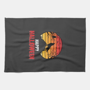 Happy Halloween Wolf Sunset Vector Kitchen Towel