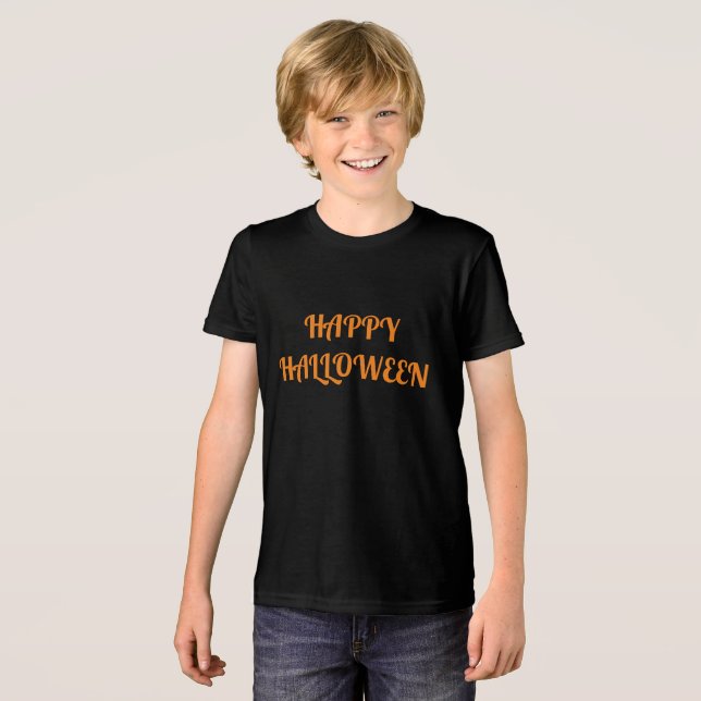 Happy Halloween Women's Orange  Black Tri-Blend Shirt (Front Full)