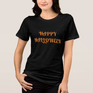 Happy Halloween Women's Orange  Black Tri-Blend Shirt