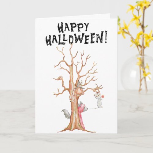Happy Halloween Woodland Animals Greeting Card
