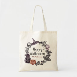 Happy Halloween Wreath Trick or Treat Tote Bag