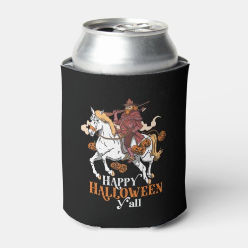 Happy Halloween Yall Cowboy Ghost Riding Horse Can Cooler