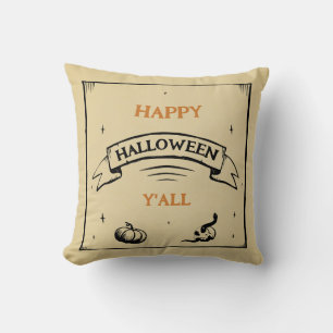happy halloween y'all throw pillow