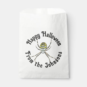 Happy Halloween yellow spider custom name Favor Bag