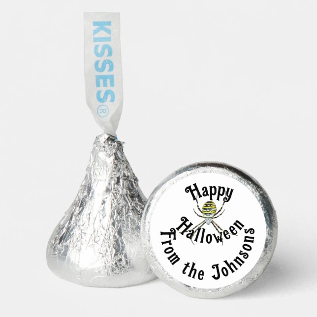Happy Halloween yellow spider custom name Hershey®'s Kisses® (Front)