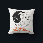 Happy Halloween Yin and Yang Black and White Ghost Throw Pillow<br><div class="desc">Happy Halloween Yin and Yang Ghost. Funny bed sheet ghost design for those who love funny quotes, meme and jokes. Cool spooky and creepy Happy Halloween merchandise for Halloween costume, Halloween party, trick or treat, collecting candy. Celebrate this spooky season with scary and horror theme design of witches, skeletons, carved...</div>