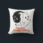 Happy Halloween Yin and Yang Black and White Ghost Throw Pillow<br><div class="desc">Happy Halloween Yin and Yang Ghost. Funny bed sheet ghost design for those who love funny quotes, meme and jokes. Cool spooky and creepy Happy Halloween merchandise for Halloween costume, Halloween party, trick or treat, collecting candy. Celebrate this spooky season with scary and horror theme design of witches, skeletons, carved...</div>