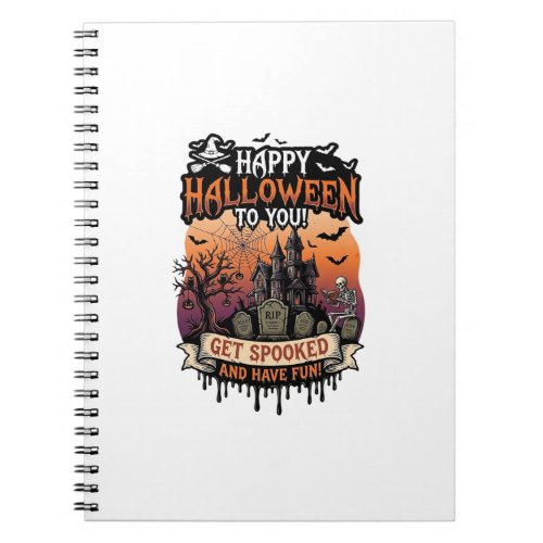 Happy Halloween You Haunted House Skeleton Bats_1 Notebook