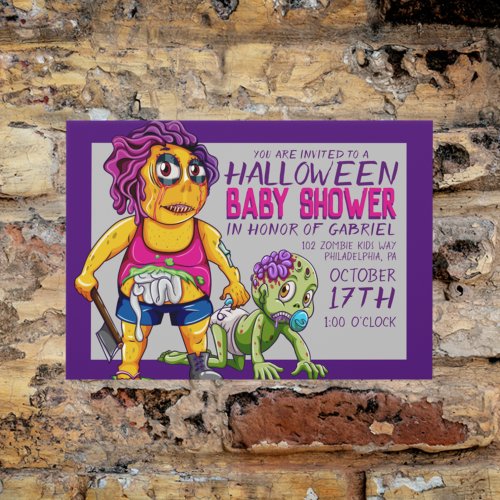 Happy Halloween  Zombie Baby Shower Postcard