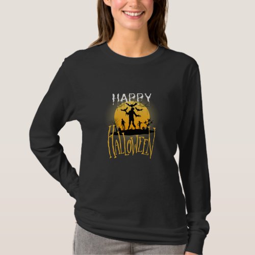 Happy Halloween zombie ghost haha T_Shirt