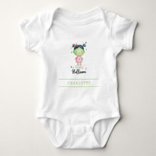 Happy Halloween Zombie Girl Custom Baby Bodysuit