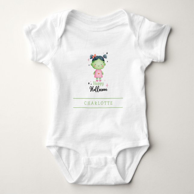 Happy Halloween Zombie Girl Custom Baby Bodysuit (Front)
