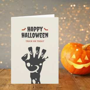 Happy Halloween Zombie Hand Trick or Treat Card