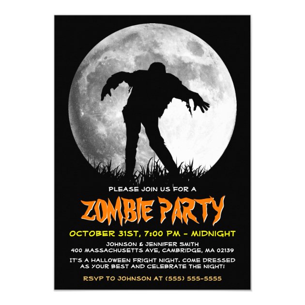 Happy Halloween Zombie Rises Apocalypse Party Invitation