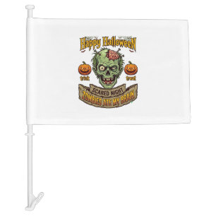 Happy Halloween Zombies Ate Brain Zombie Head Pump Car Flag
